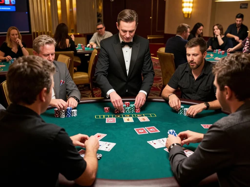 Players strategizing with cards during an intense c168 blackjack game in an upscale casino
