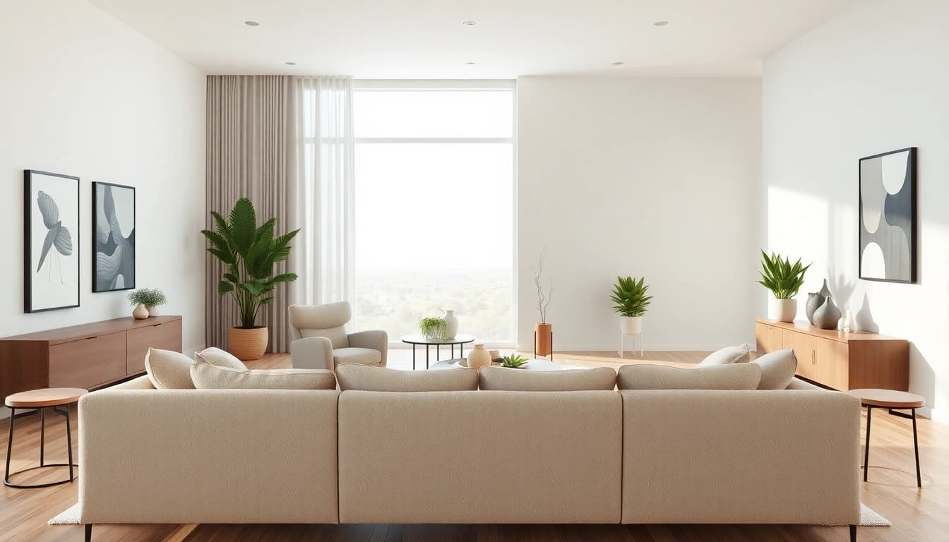 Showcasing California modern furniture in a stylish living room with natural light and elegant design.