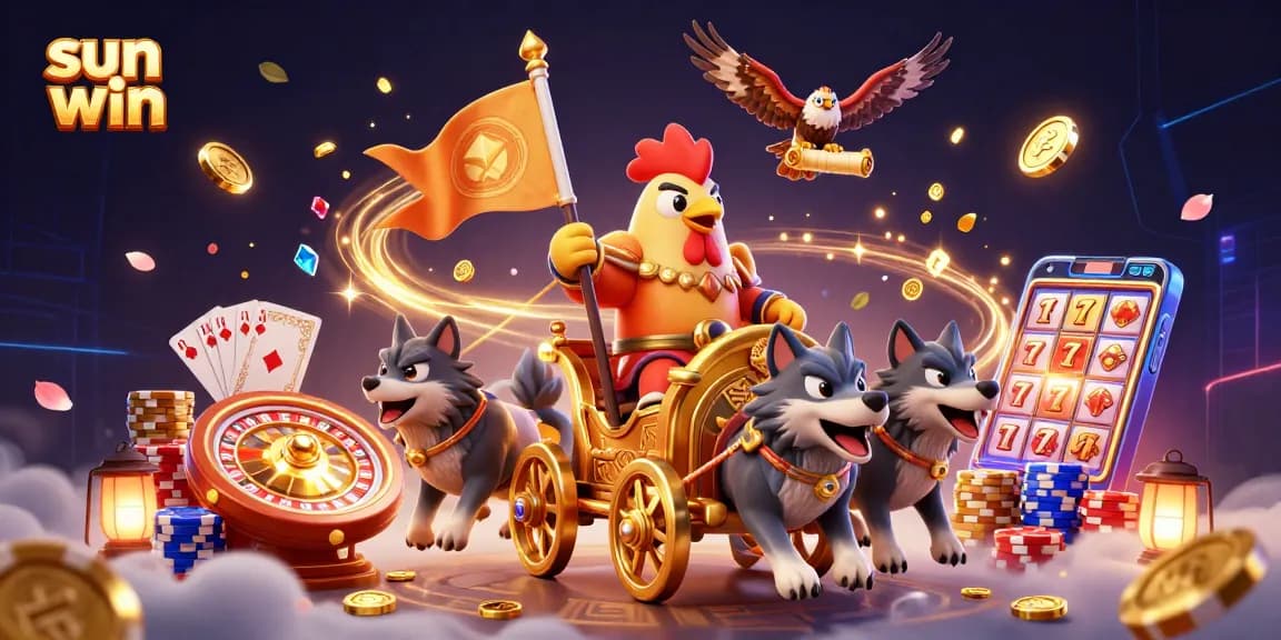 Experience sun win action with a vibrant 3D illustration of a casino-themed adventure.