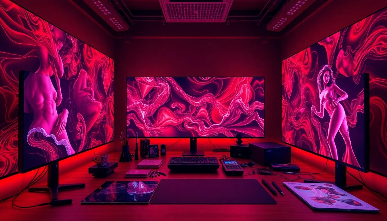 Innovative AI nsfw art studio showcasing digital creations and tools.