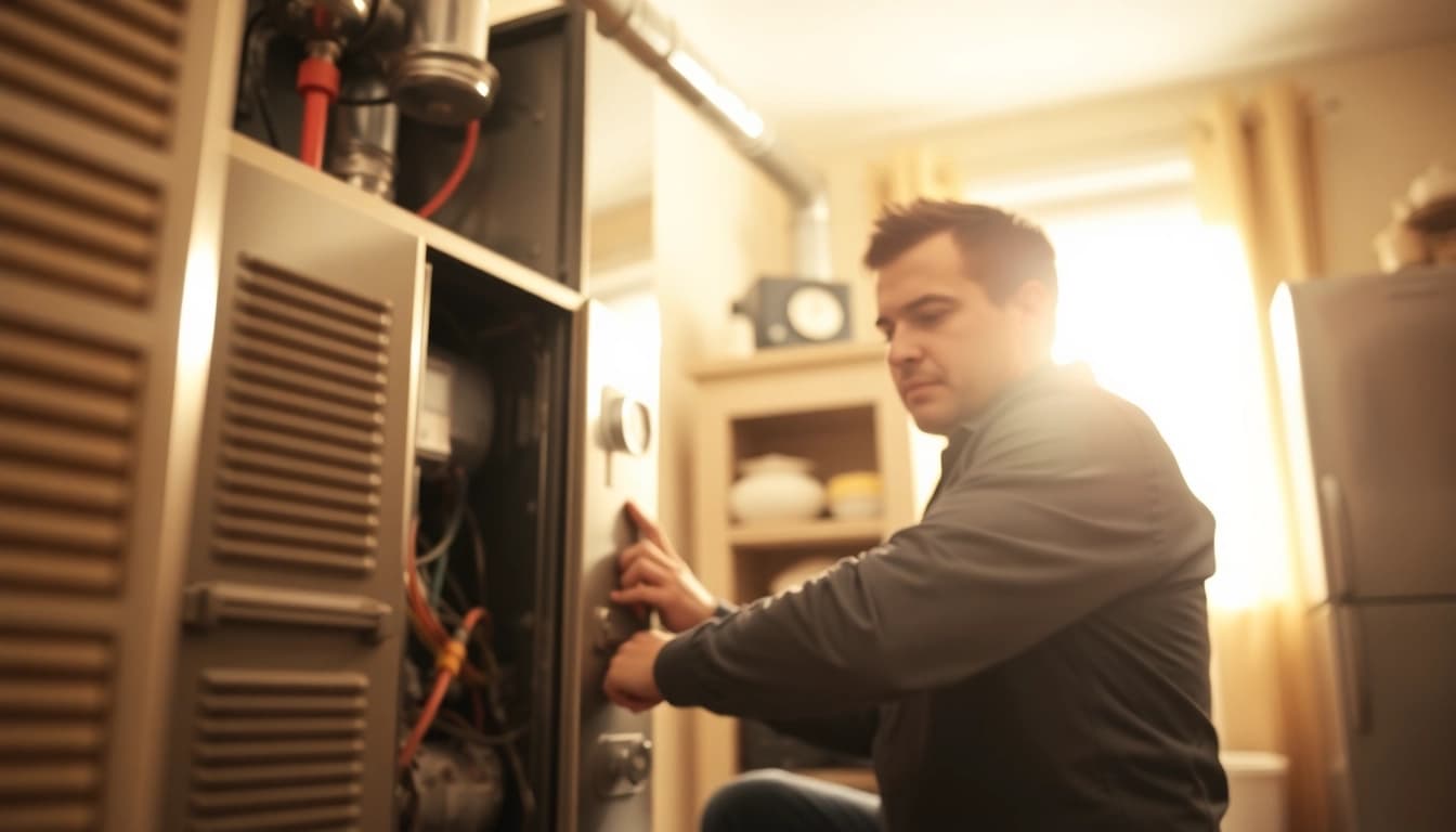 HVAC technician providing heating repair south salem in a warm and inviting home environment.