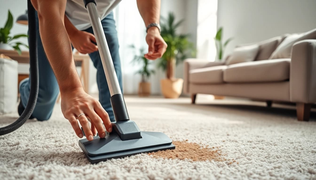 Showing a professional cleaning plush carpet, representing the best carpet cleaning company.