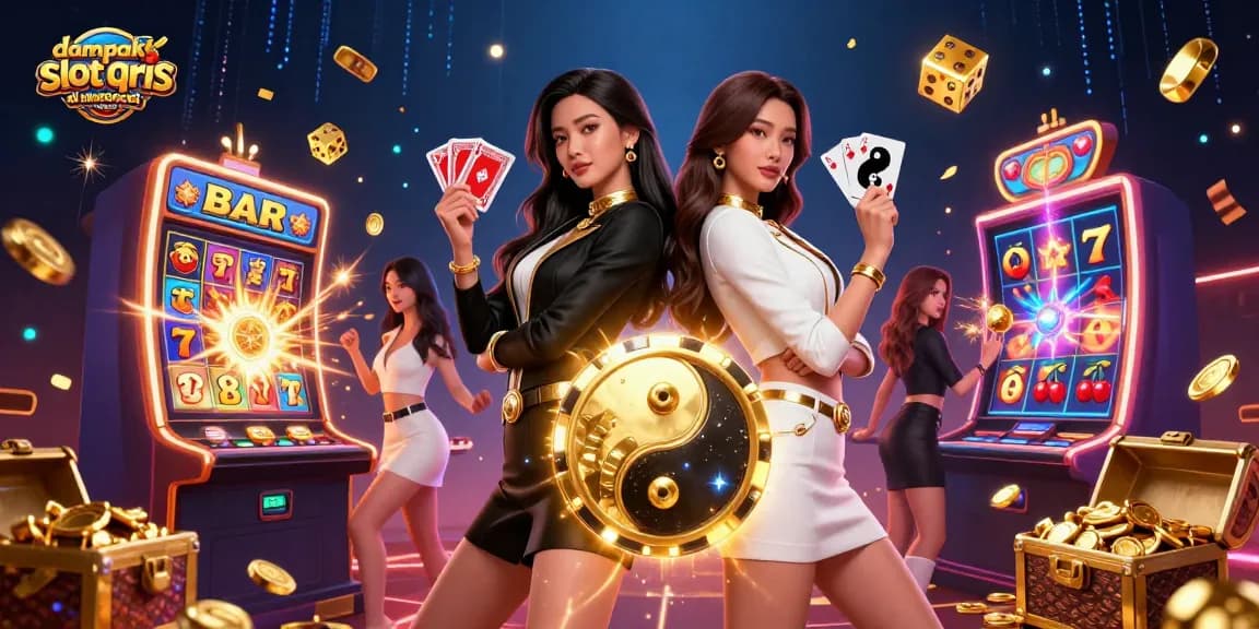 Visualize the negative impact of slot QRIS in Indonesia through dynamic 3D casino elements.