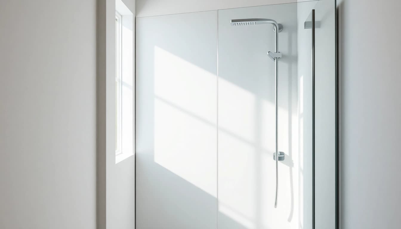 Admiring paroi de douche in a sleek, modern bathroom setting with elegant glass design.