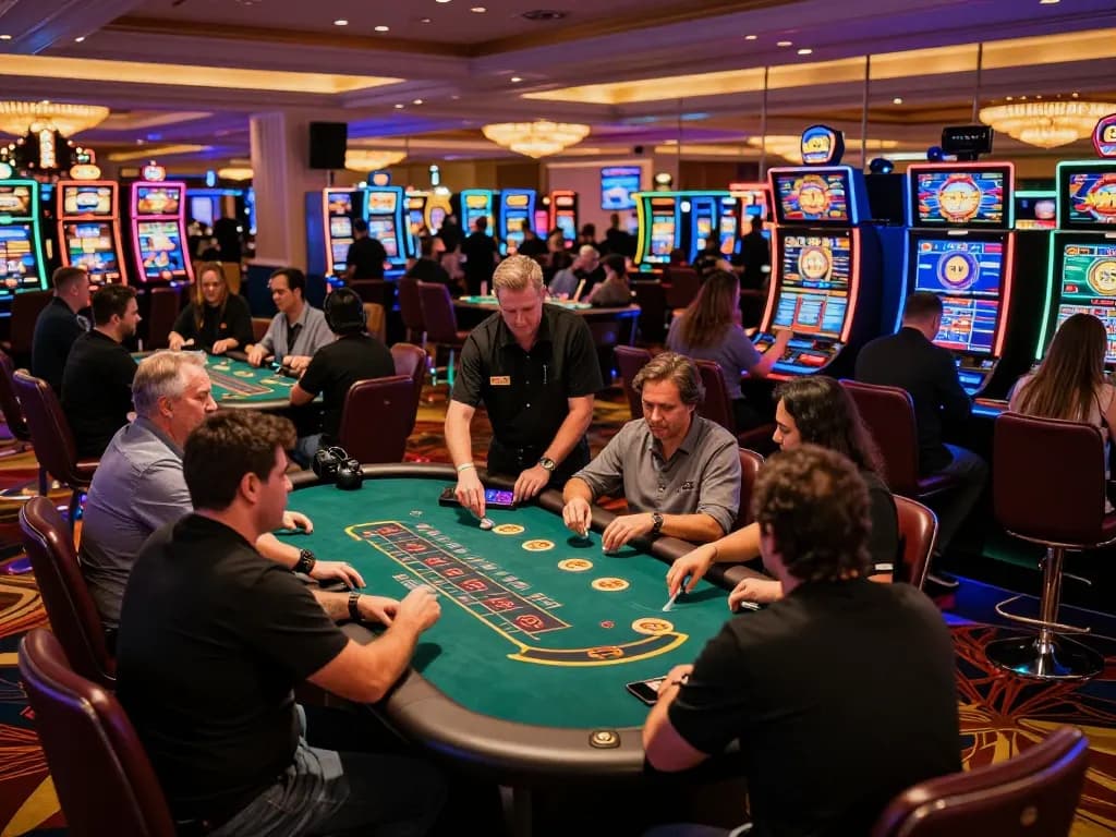 Players enjoying a sc88 blackjack game at a vibrant casino table with professional dealers and lively atmosphere