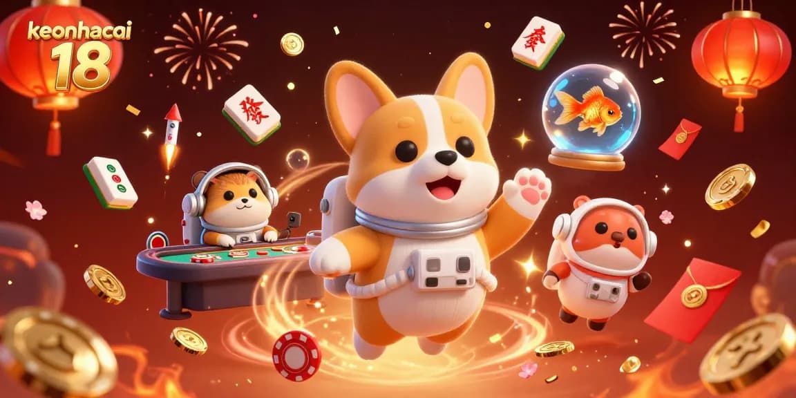 Bet on keonhacai 18 while enjoying a lively space casino atmosphere with colorful elements.