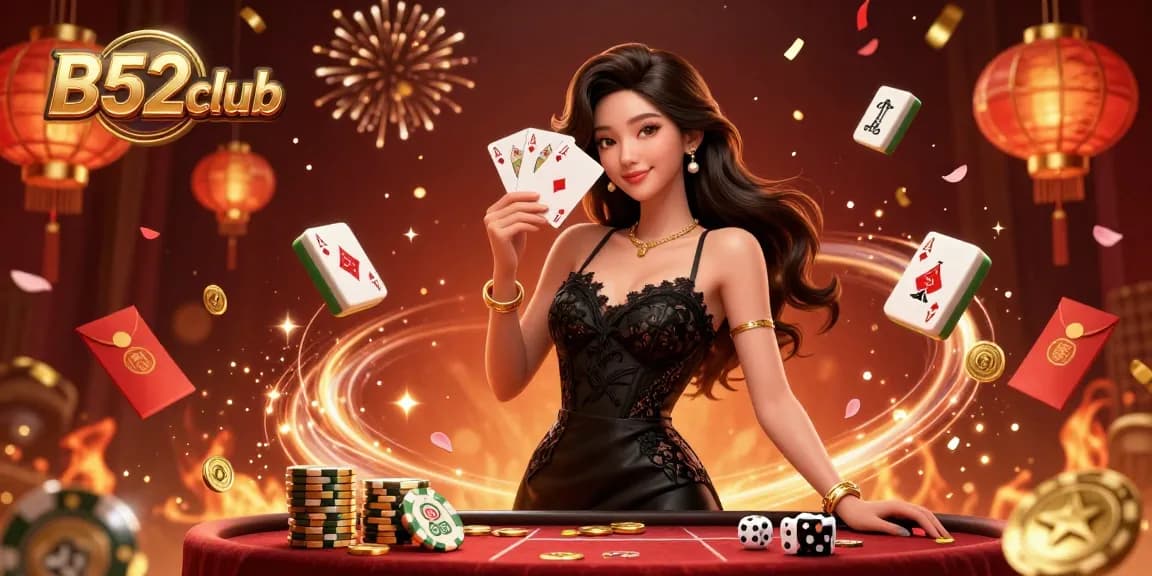 B52club players experience thrilling moments with stunning casino visuals and game elements in an engaging 3D illustration.