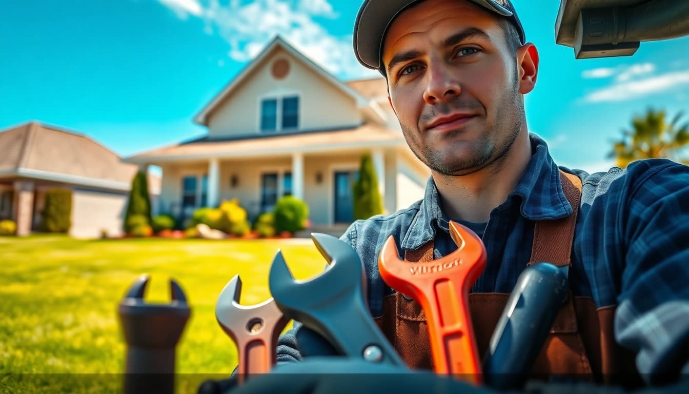 Plumber near me working expertly in a home setting, showcasing tools and professionalism.