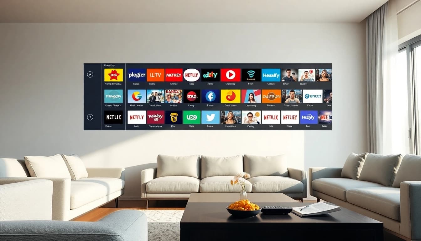 Engaging media interface featuring iron tv pro streaming options in a modern living room.