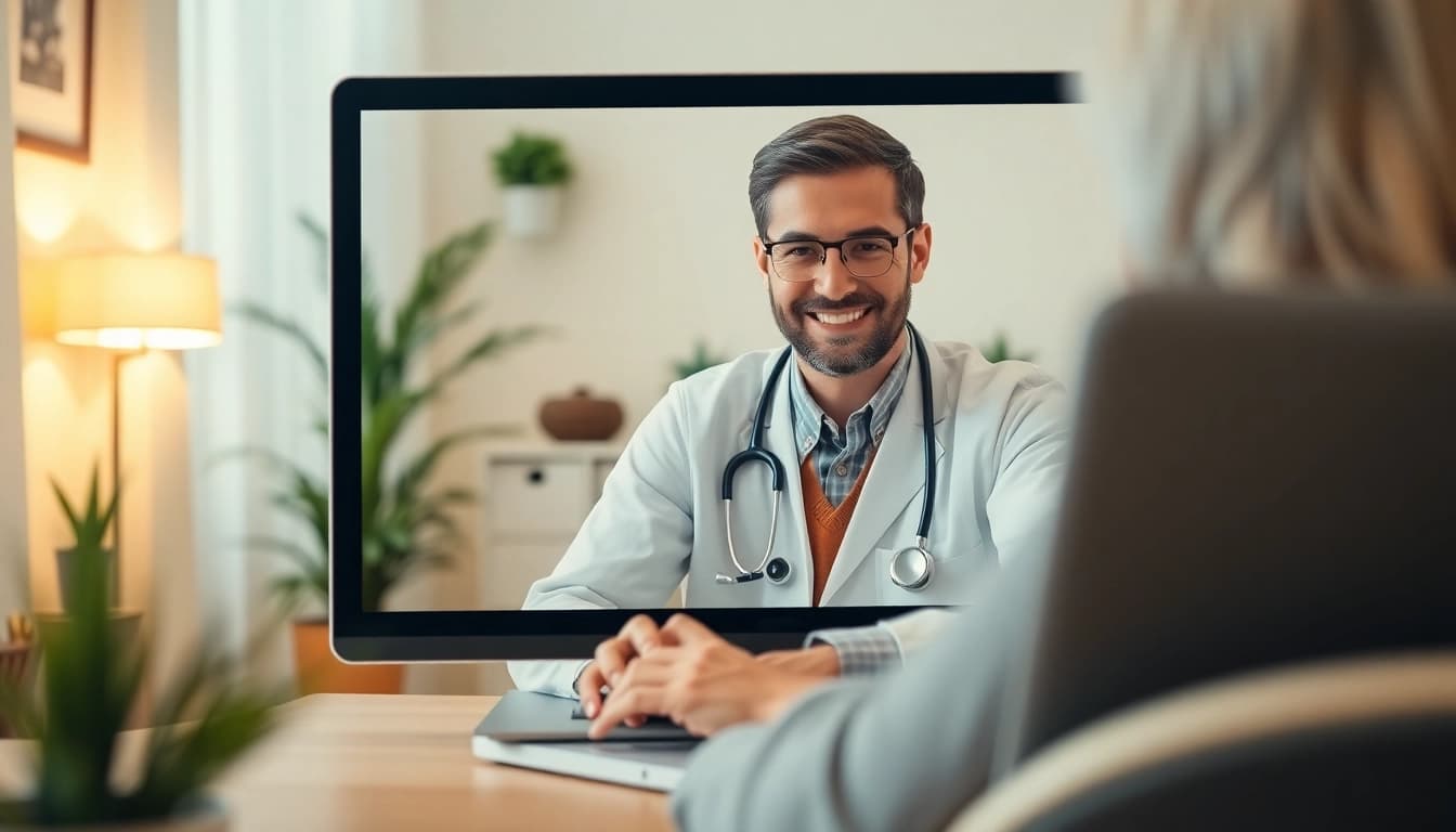 Engaging scene of an online doctor visit without insurance, offering virtual consultation to a patient.