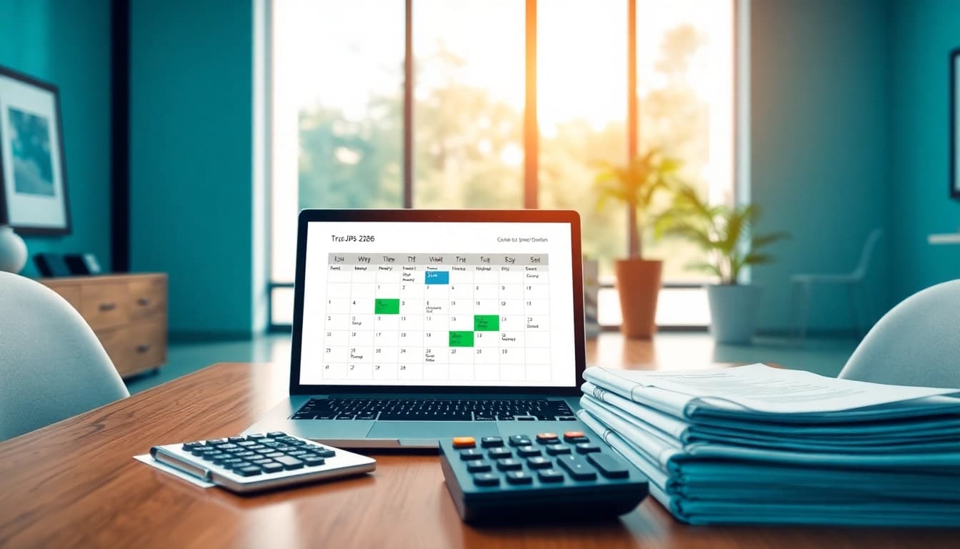 Visual representation of IPVA GO 2026 payment process with a laptop and calendar.