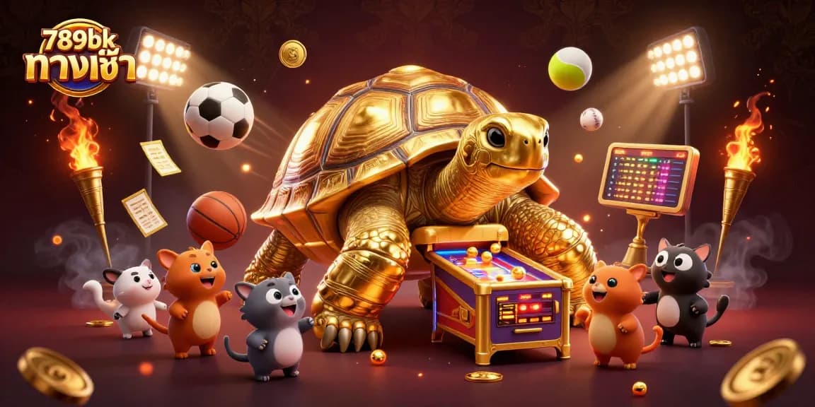 Experience excitement with the 789bk ทางเข้า pinball casino scene featuring golden sports balls and lively characters.