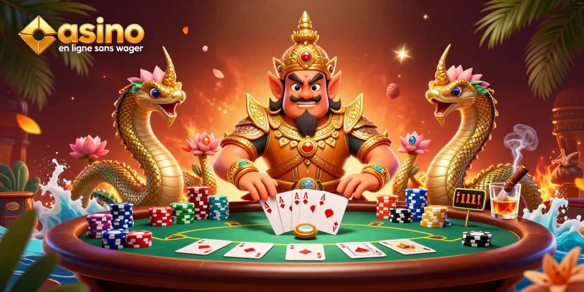 Engagez les joueurs avec une illustration vibrante de "casino en ligne sans wager" mettant en avant des éléments de poker passionnants.
