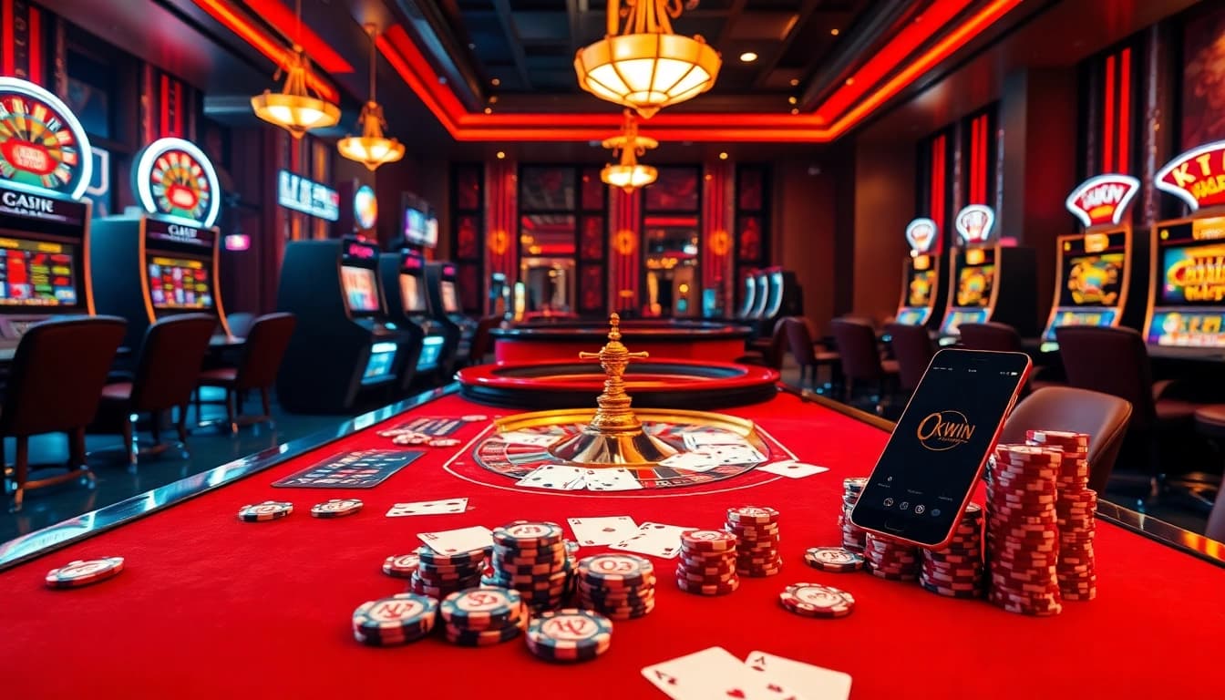 Experience the thrill of the OKWIN APP with engaging casino games in a luxurious setting.