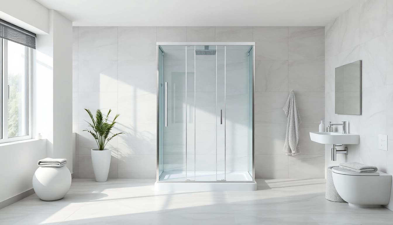 Admire the stylish sirhona cabine de douche in a contemporary bathroom setting with elegant features.