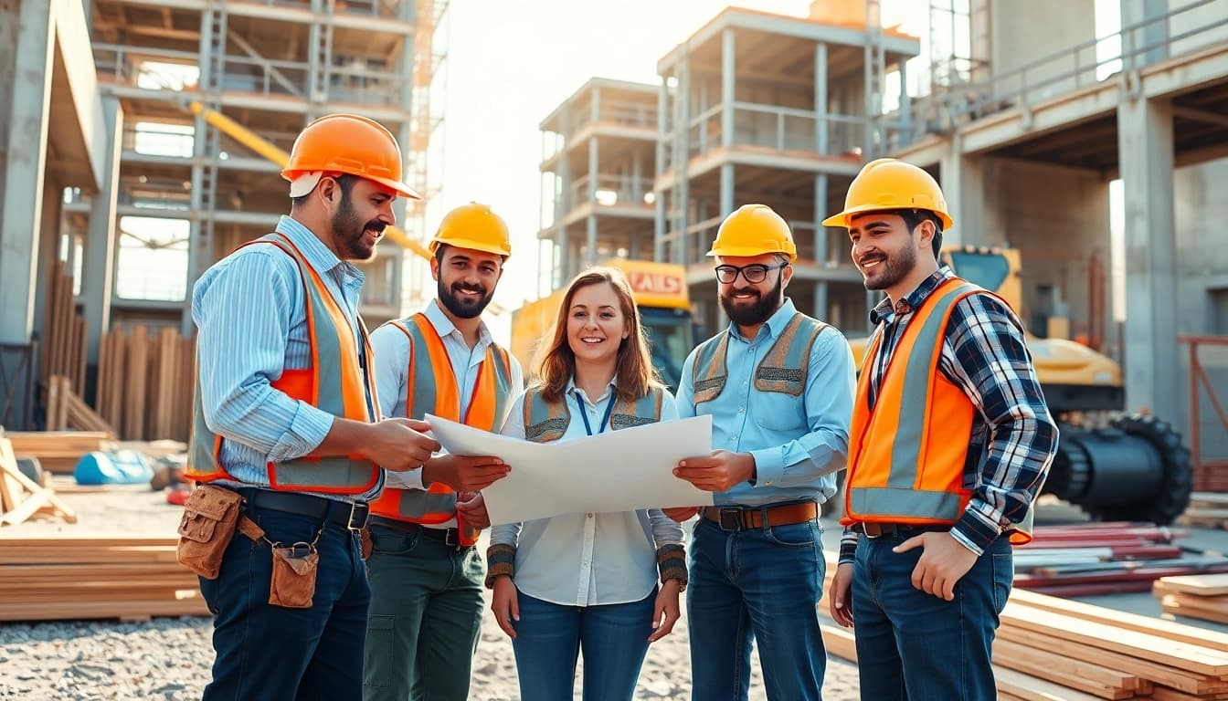 Enhancing construction workforce development with collaborative teamwork on a job site.