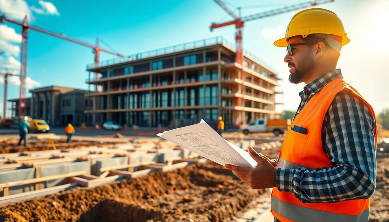 New Jersey Commercial General Contractor supervising a team at a construction site.
