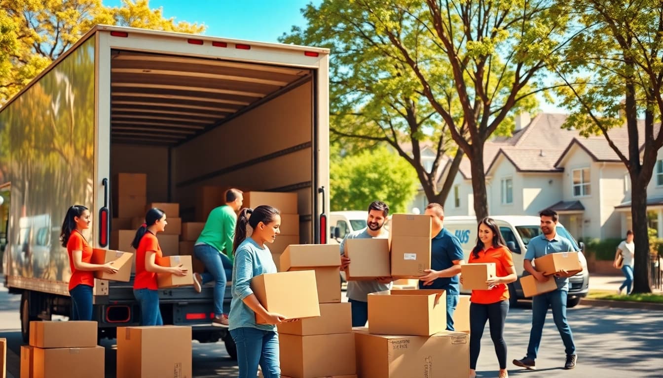 Efficient removals near me service depicted with a professional team in action during a move.