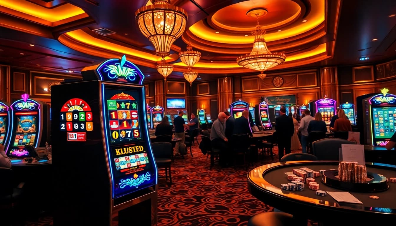 Engaging scene of players enjoying slot bet kecil experiences in a luxurious casino setting.