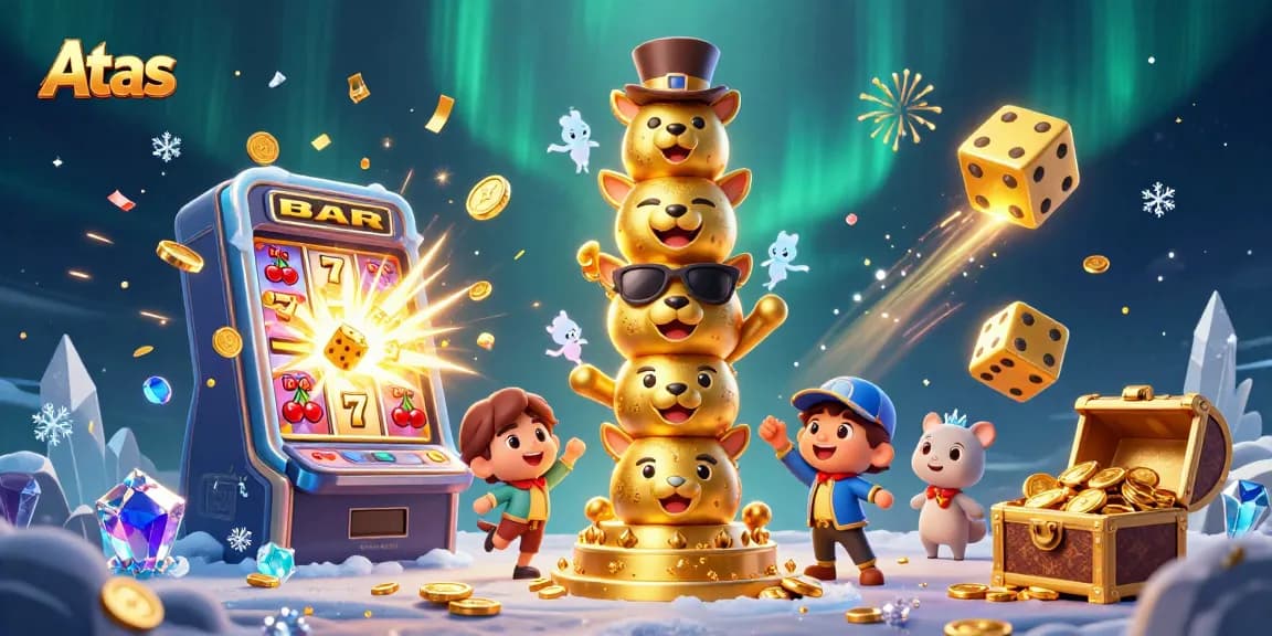 Win big at Atas Casino with vibrant slot machines and dynamic game elements.