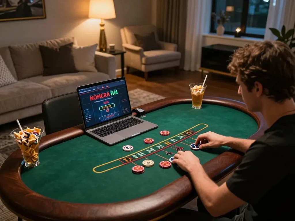 Engaged player enjoying TG88 online blackjack at home with a stylish setup and snacks