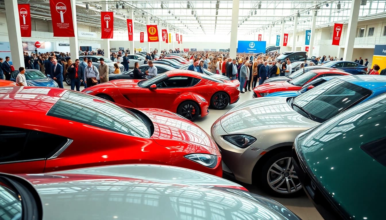 Vehicles on display at the Auto Cars Show, showcasing innovation and design.