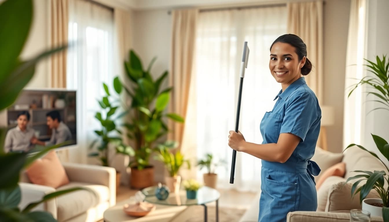 Find a maid in Abu Dhabi improving a family's living space with professional cleaning service