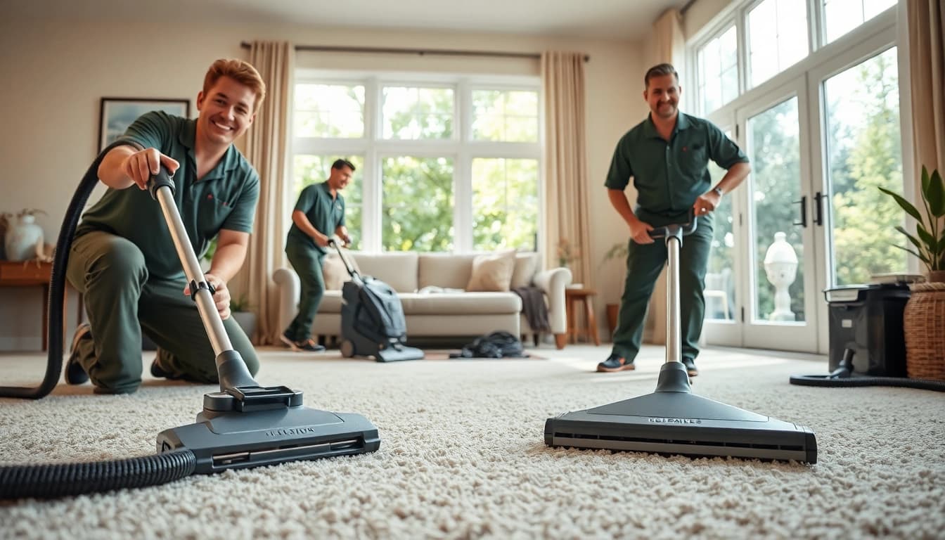 Professional carpet cleaners roseville ca delivering expert service in a bright living room.