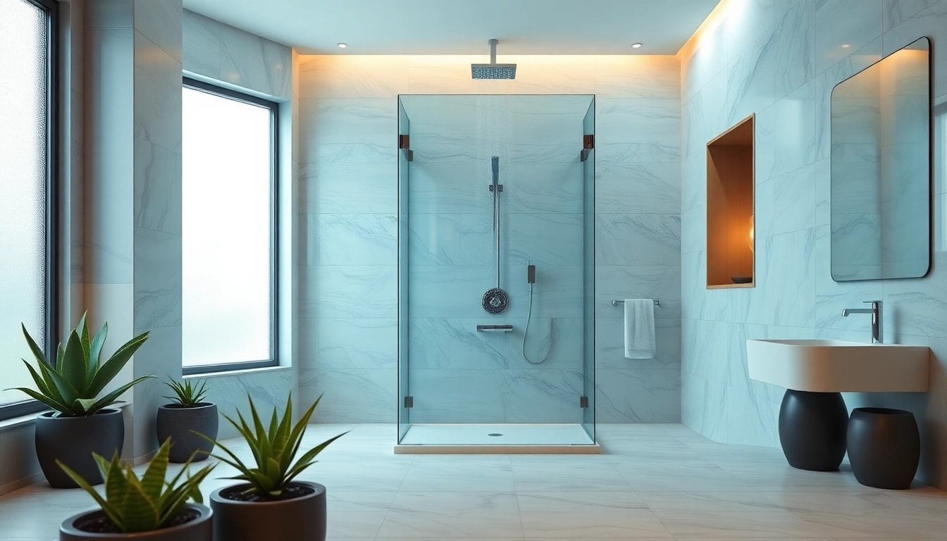 Experience elegant showers Australia with a modern shower design and serene ambiance.
