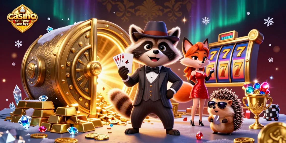 Vivez l'expérience du casino en ligne sans kyc avec une illustration captivante de personnages jouant autour d'une table de poker.