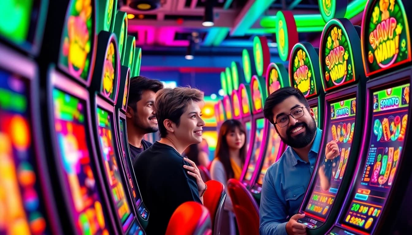 Rasakan keseruan petanitoto dengan pemain menikmati permainan slot di kasino.