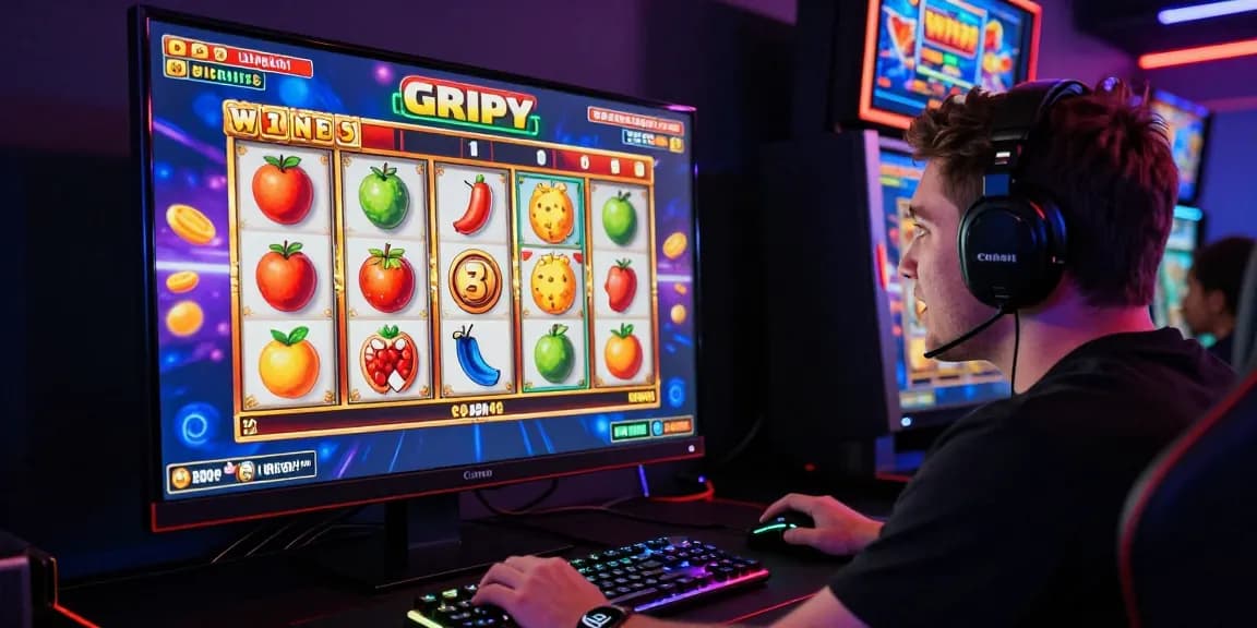 Player enjoying excitement at slot depo 1k game with vivid graphics and accessories.