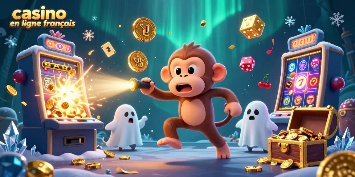 Profitez d'une expérience de jeu immersive dans un casino en ligne français avec un singe malicieux et un chien chasseur de fantômes.
