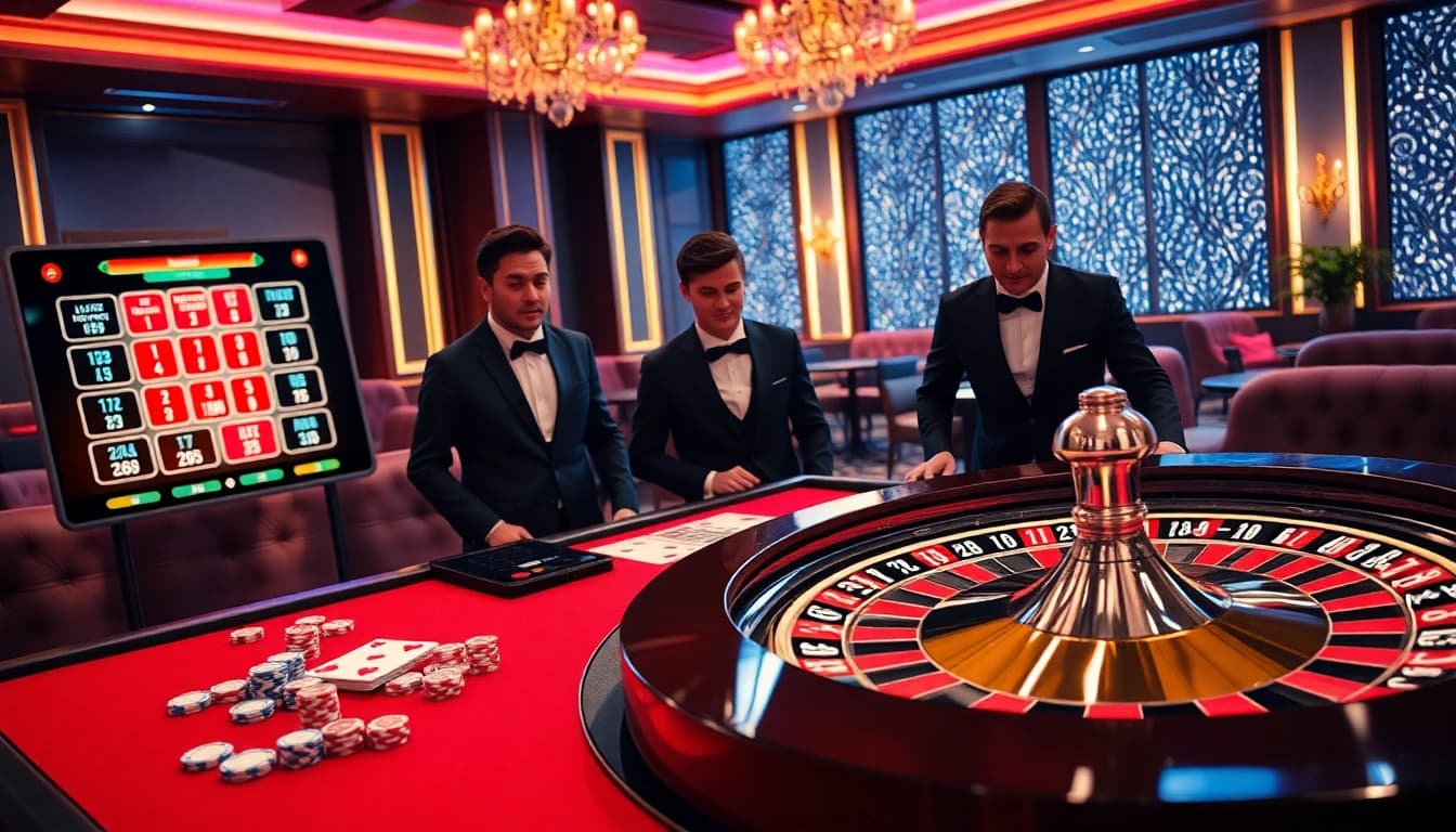 Exclusive gambling scene showcasing 상품권소액결제 with poker chips and roulette wheel excitement.