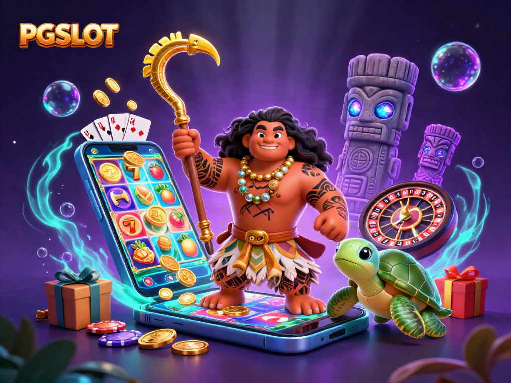 Experience excitement with PG SLOT in a vibrant 3D illustration showcasing dynamic gameplay elements.