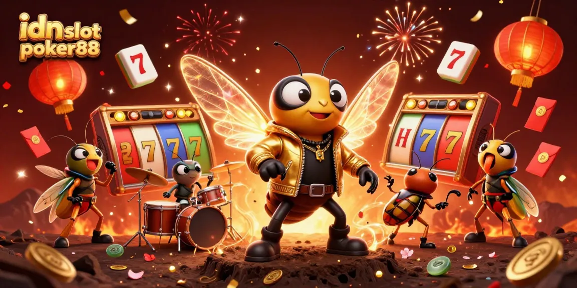 Engage with idn slot poker88 through vibrant slots and thrilling jackpots in this festive casino illustration.