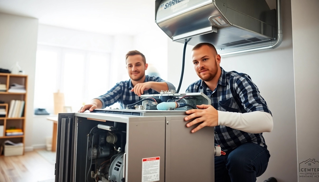 Technicians performing furnace installation st. paul with precision in a modern home.