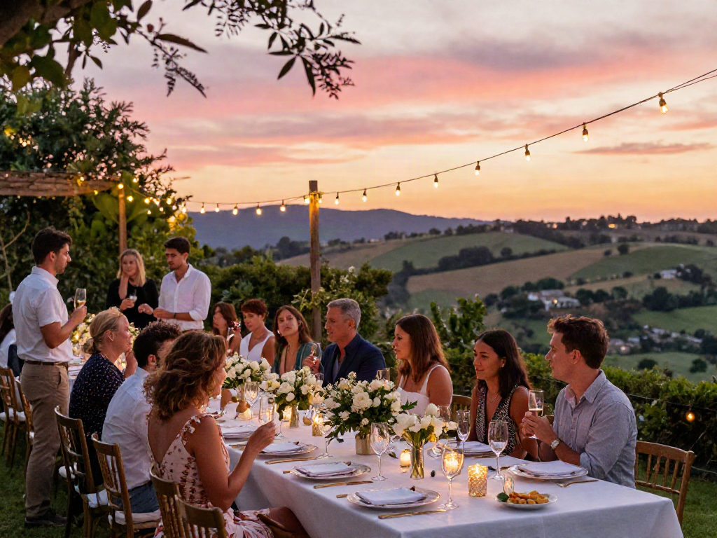 Event rentals showcasing a luxurious wedding reception setup with elegant decor and joyful guests