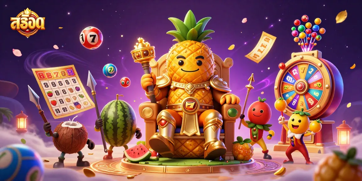 Experience the excitement of สล็อต with golden imagery, slot reels, and dynamic lottery elements.