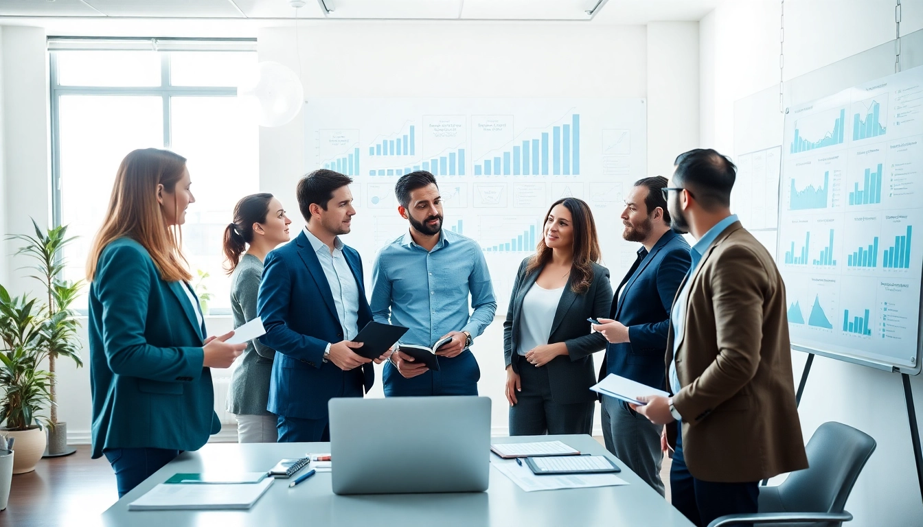 Discovering growth strategy trends through teamwork in a modern office environment.