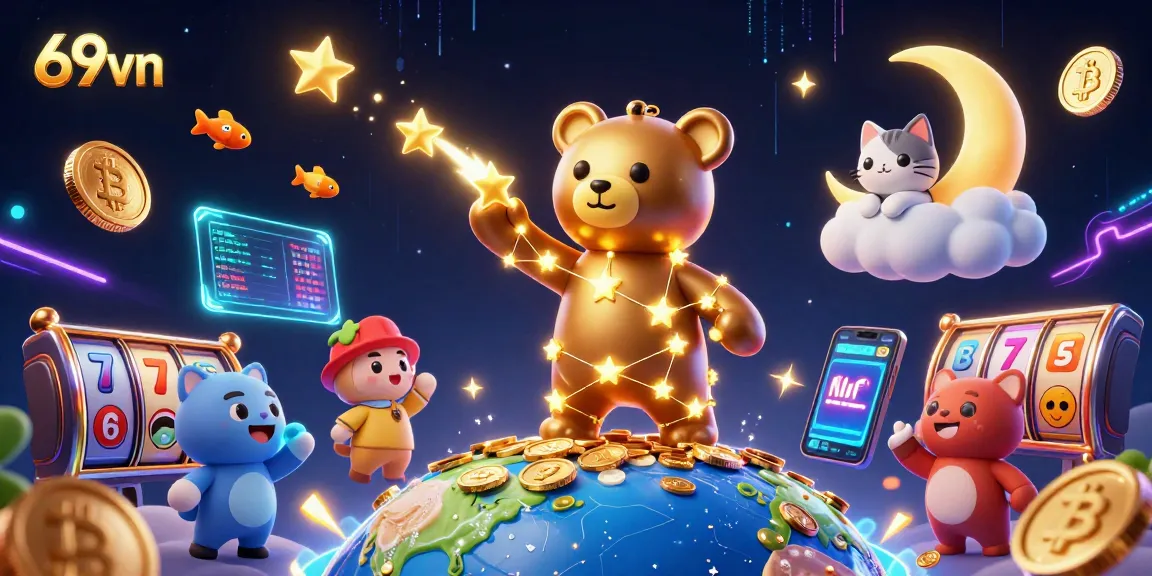 Experience the excitement of winning at 69vn with vibrant 3D slots and crypto elements.