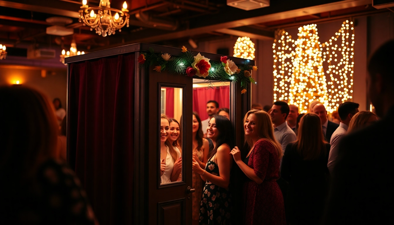 Enjoying the vibrant photo booth Chicago experience with friends and festive decorations.