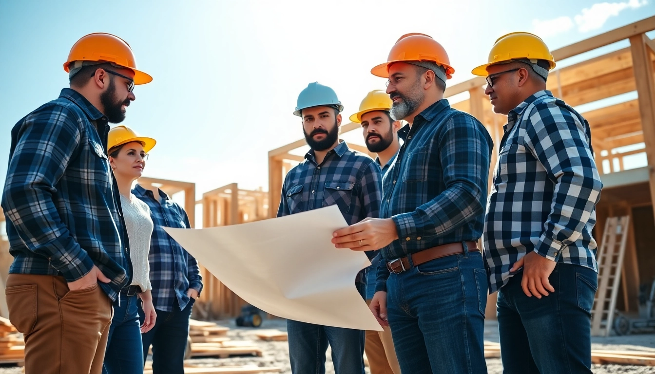 Professionals in a South Carolina construction association collaborating on-site for building projects.