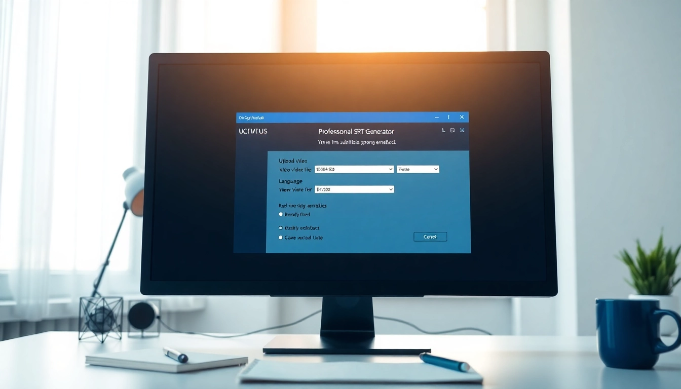Creating accurate subtitles with the SRT Generator tool on a professional workspace.