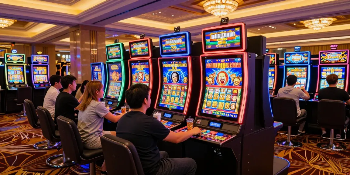 Players enjoying slot gacor games in a vibrant casino atmosphere, highlighting excitement and engagement.