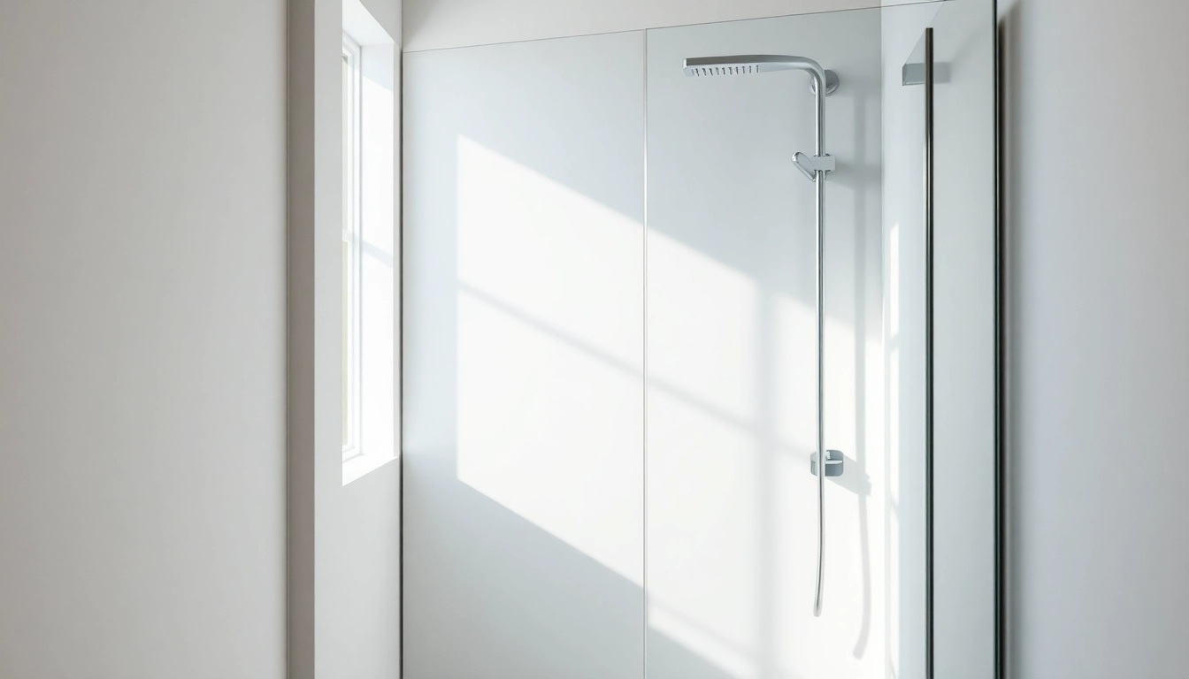 Admiring paroi de douche in a sleek, modern bathroom setting with elegant glass design.