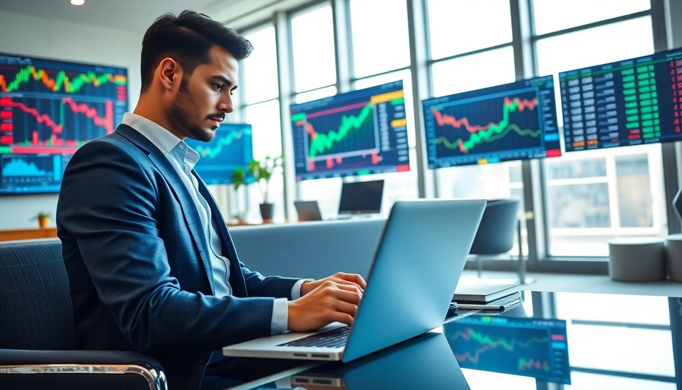 Stock trading for beginners In Saudi Arabia - professional trader working with market data.