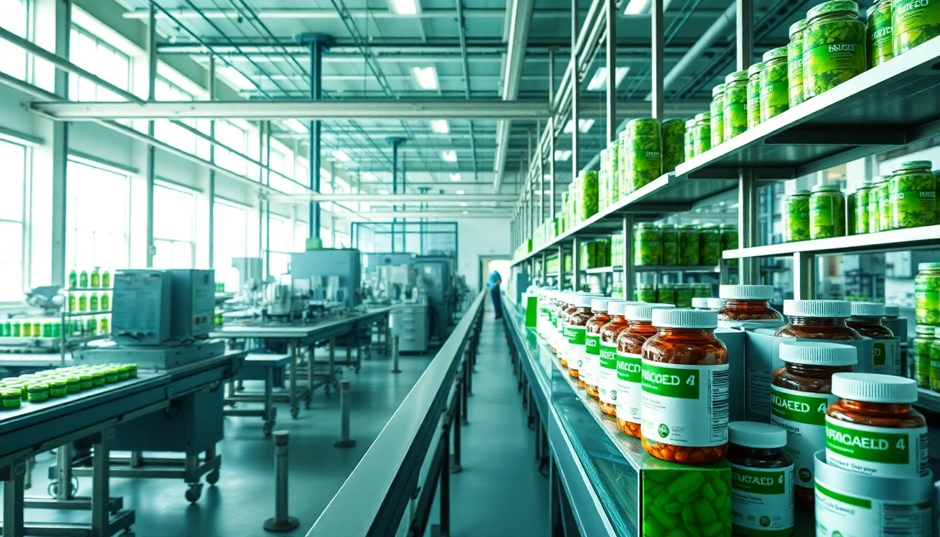 Showcase of best supplement manufacturers uk products in a bright and professional facility.