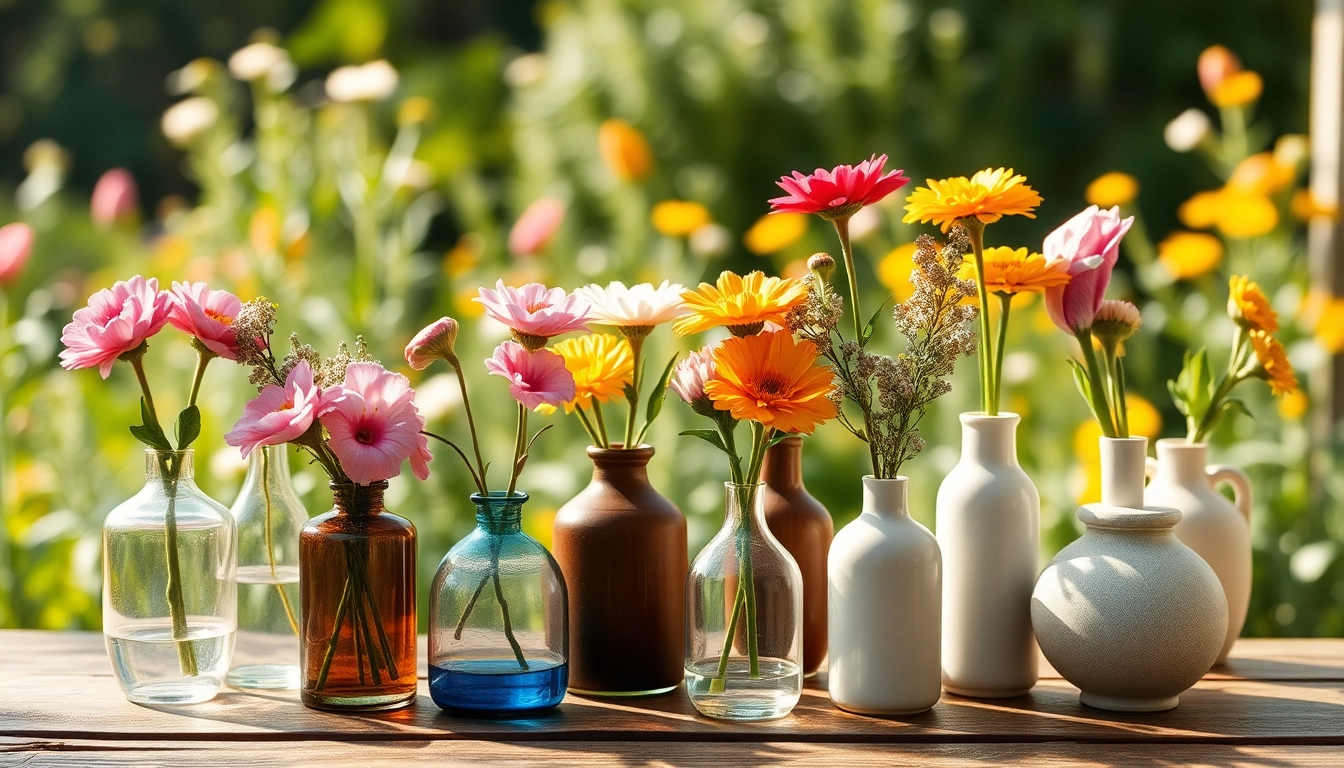 Elegant bud vases filled with colorful flowers enhance home decor beautifully.
