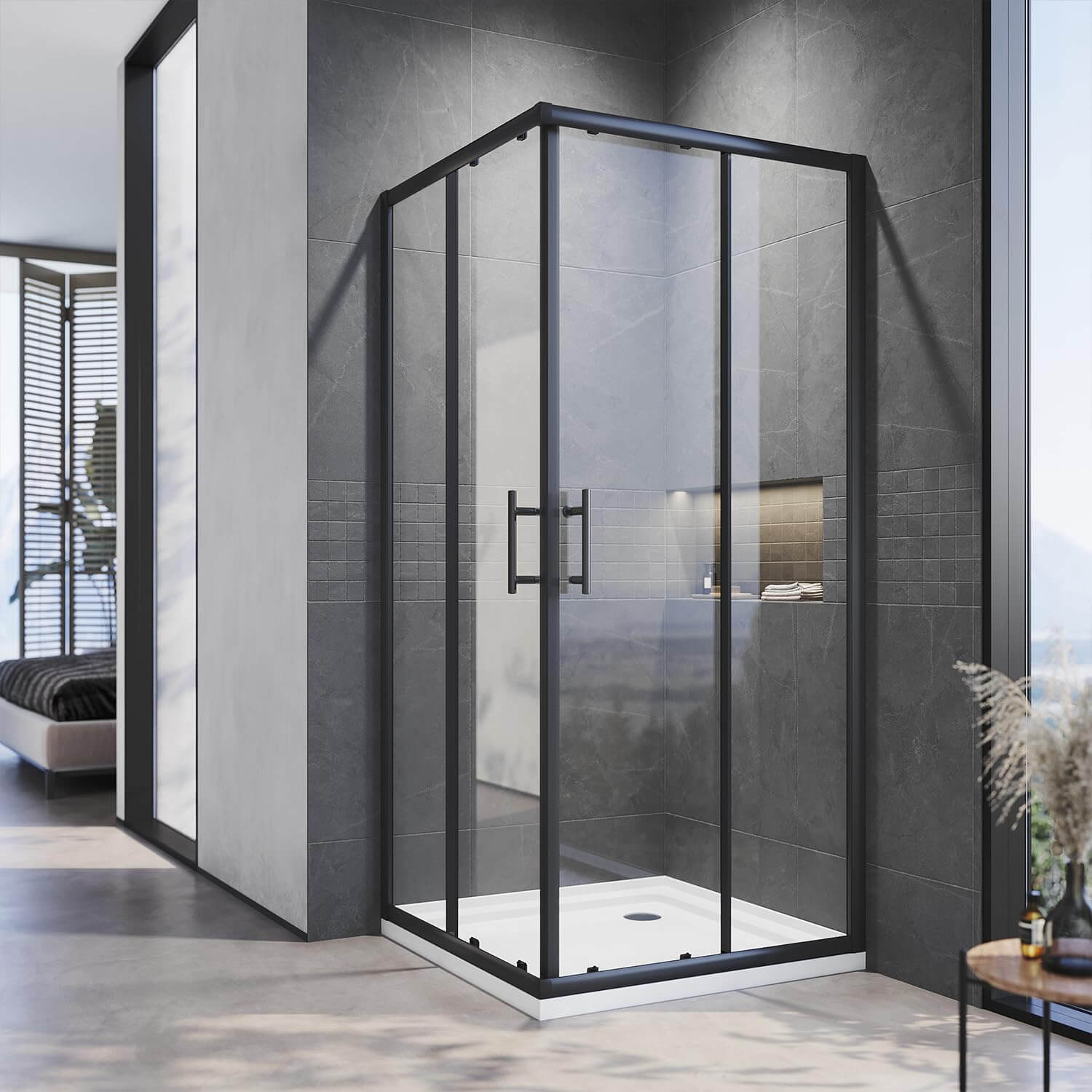 Modern Bathroom Ideas Featuring a Black Shower Screen